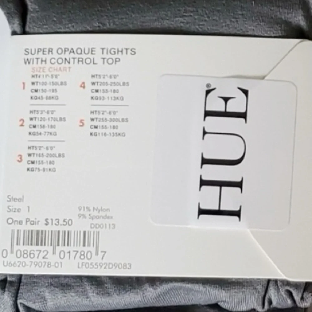 Gray Tights 3 for 15 SALE CLEARANCE Hue Steel Gray Tights Size 1 Super Opaque